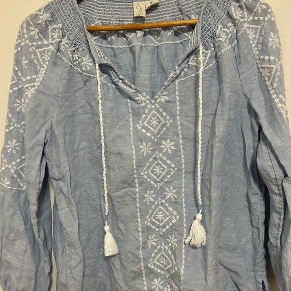 Joie Linen Long Sleeve Peasant Blouse size small - Picture 2 of 6